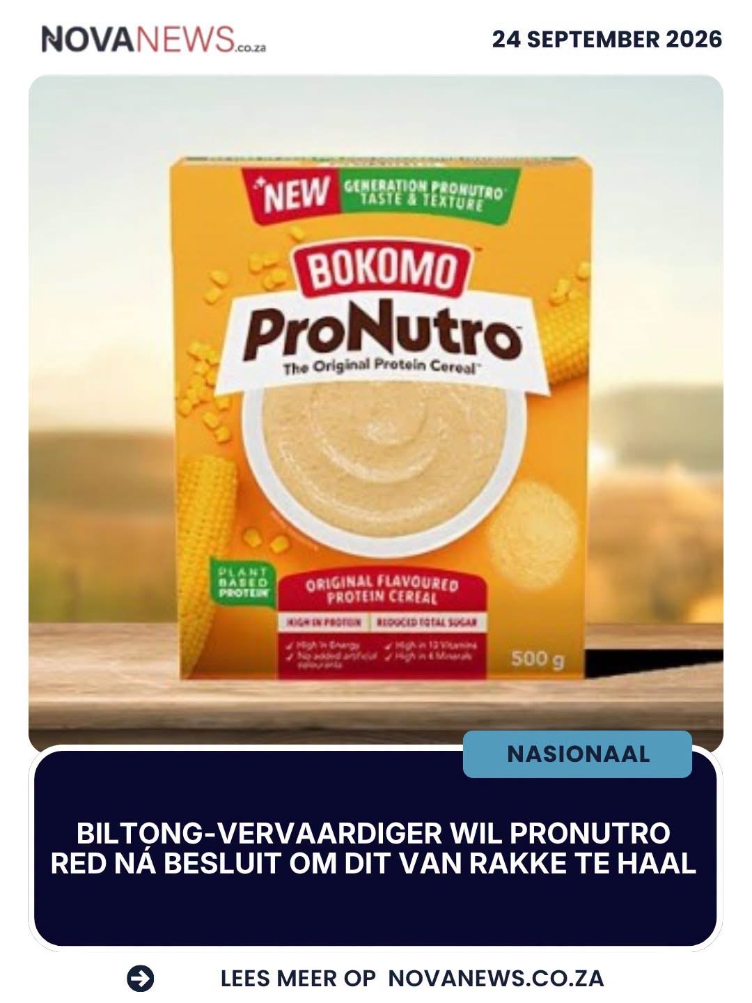 Biltong-vervaardiger wil ProNutro red ná besluit om dit van rakke te haal
