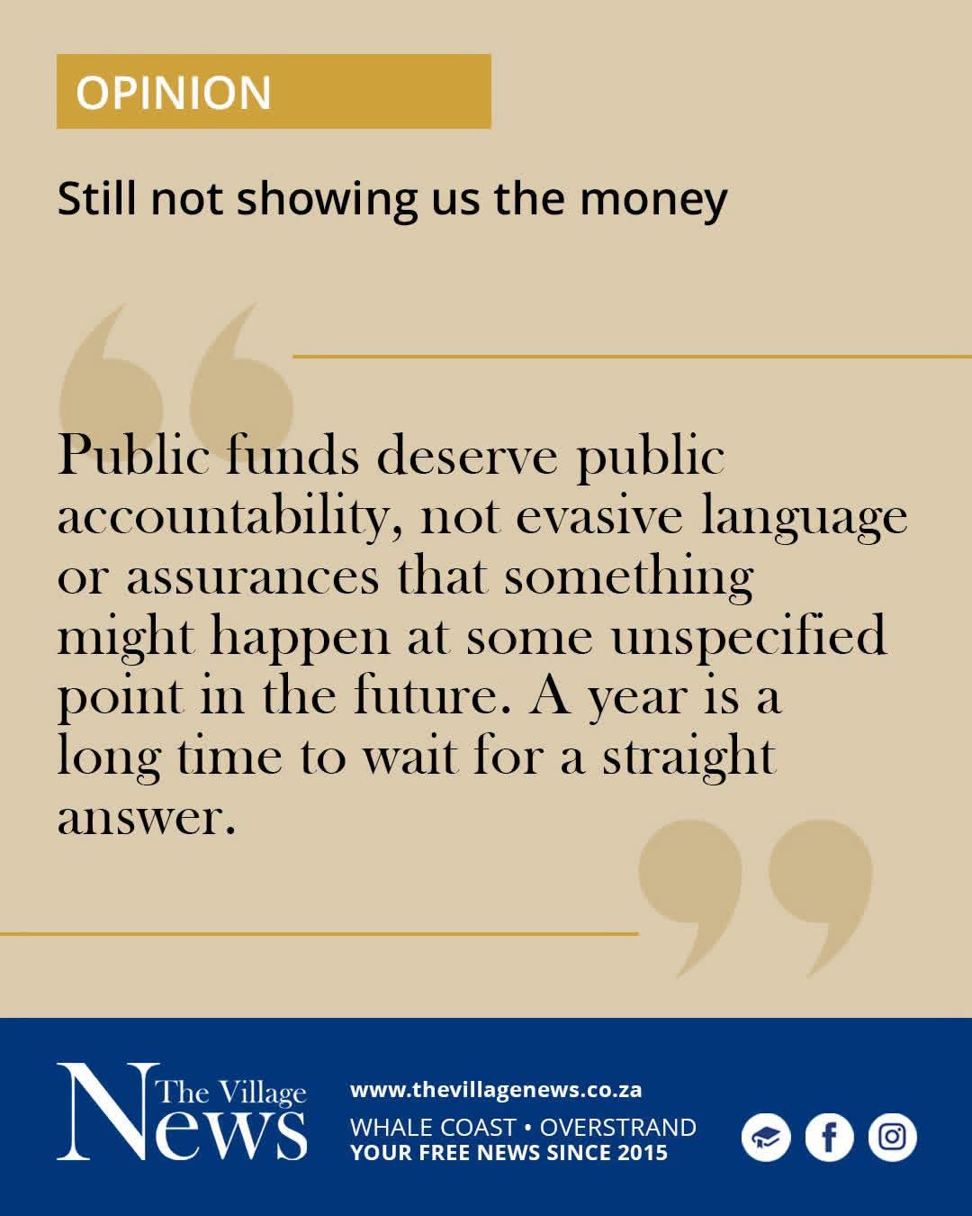 Still not showing us the money
